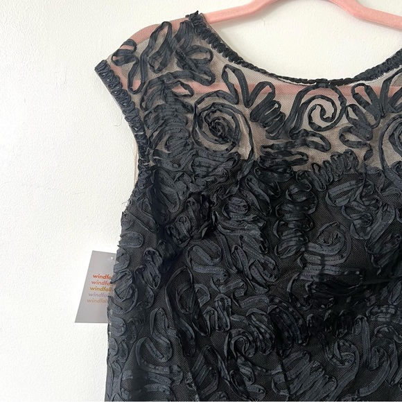 Vintage 1950’s Ribbon Party Dress, LBD, Soutache Cocktail, Black Mesh, M/LG - Picture 3 of 9